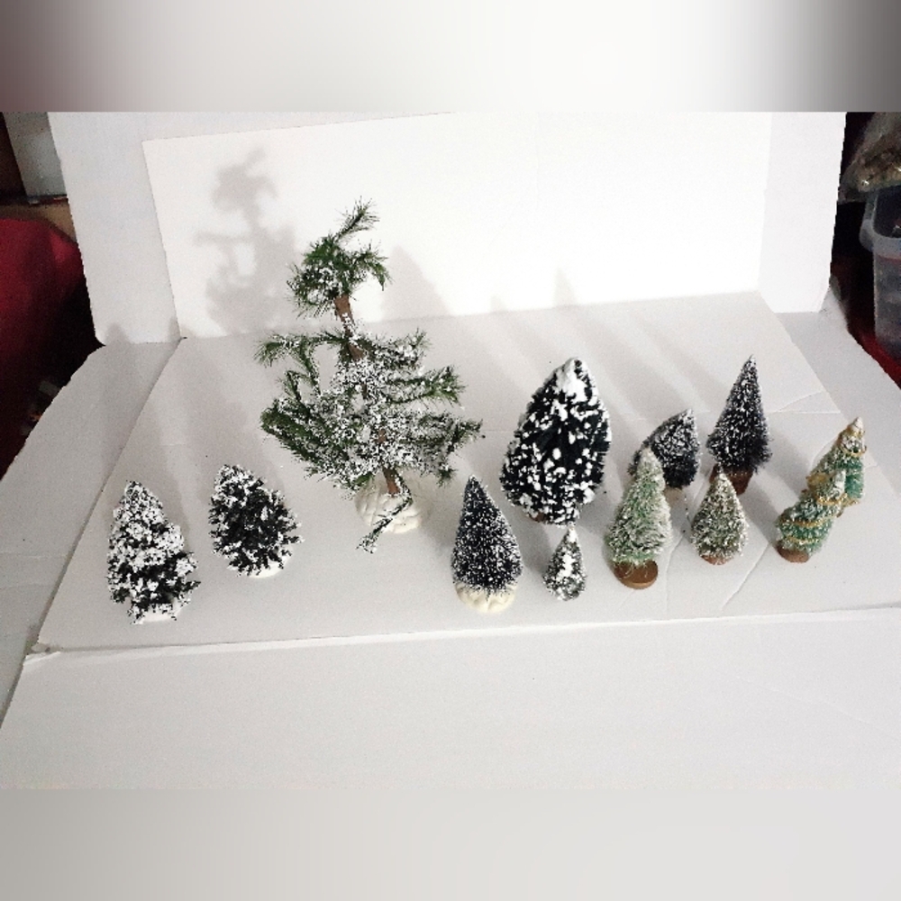 Vintage Lemax mixed Lot Christmas Holiday village Trees 12pc Decor